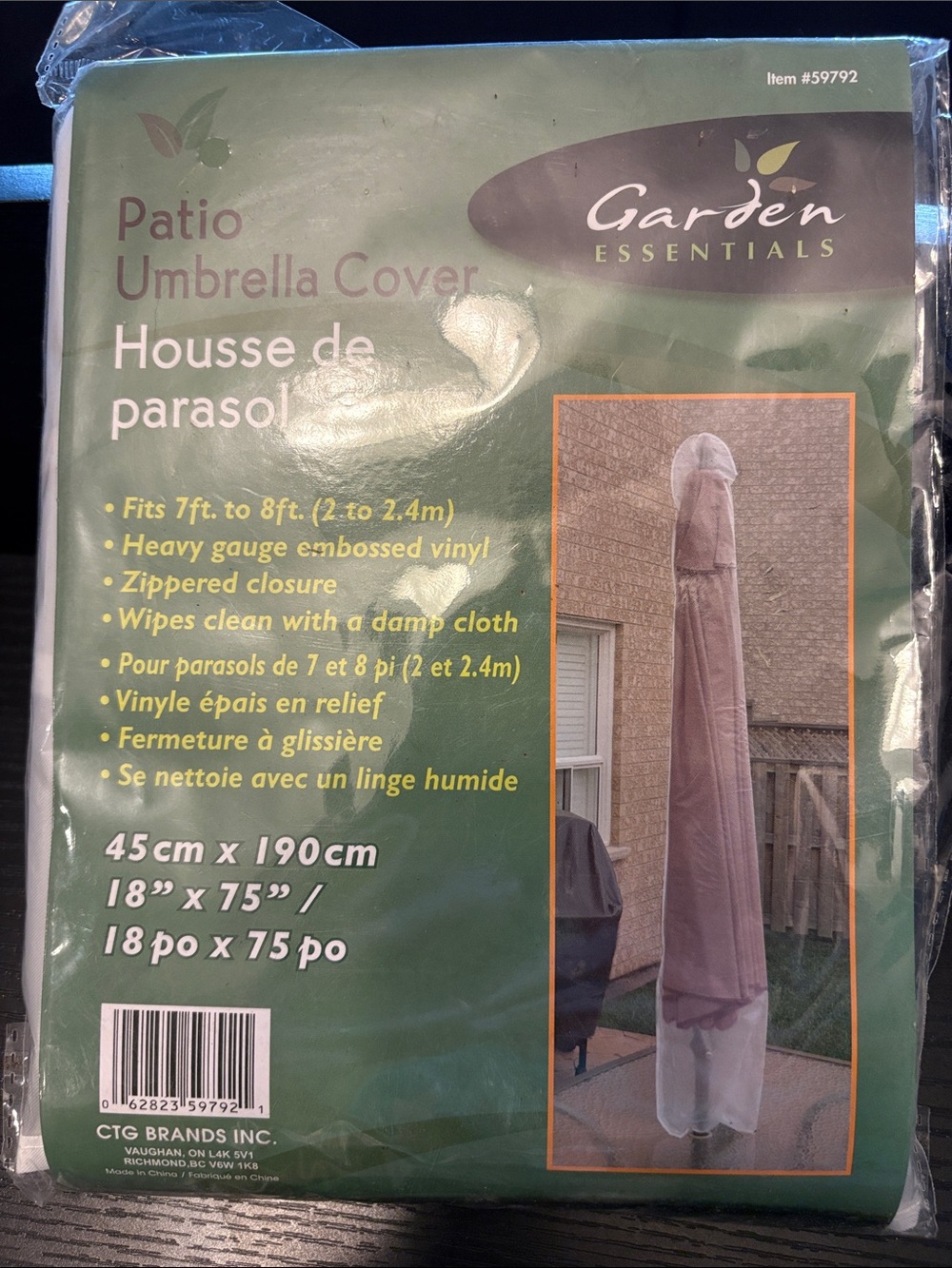 Essentials Patio Umbrella Cover - Clear